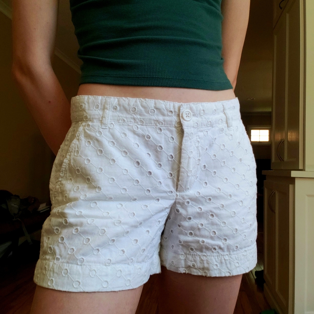 White Eyelet Lace Shorts